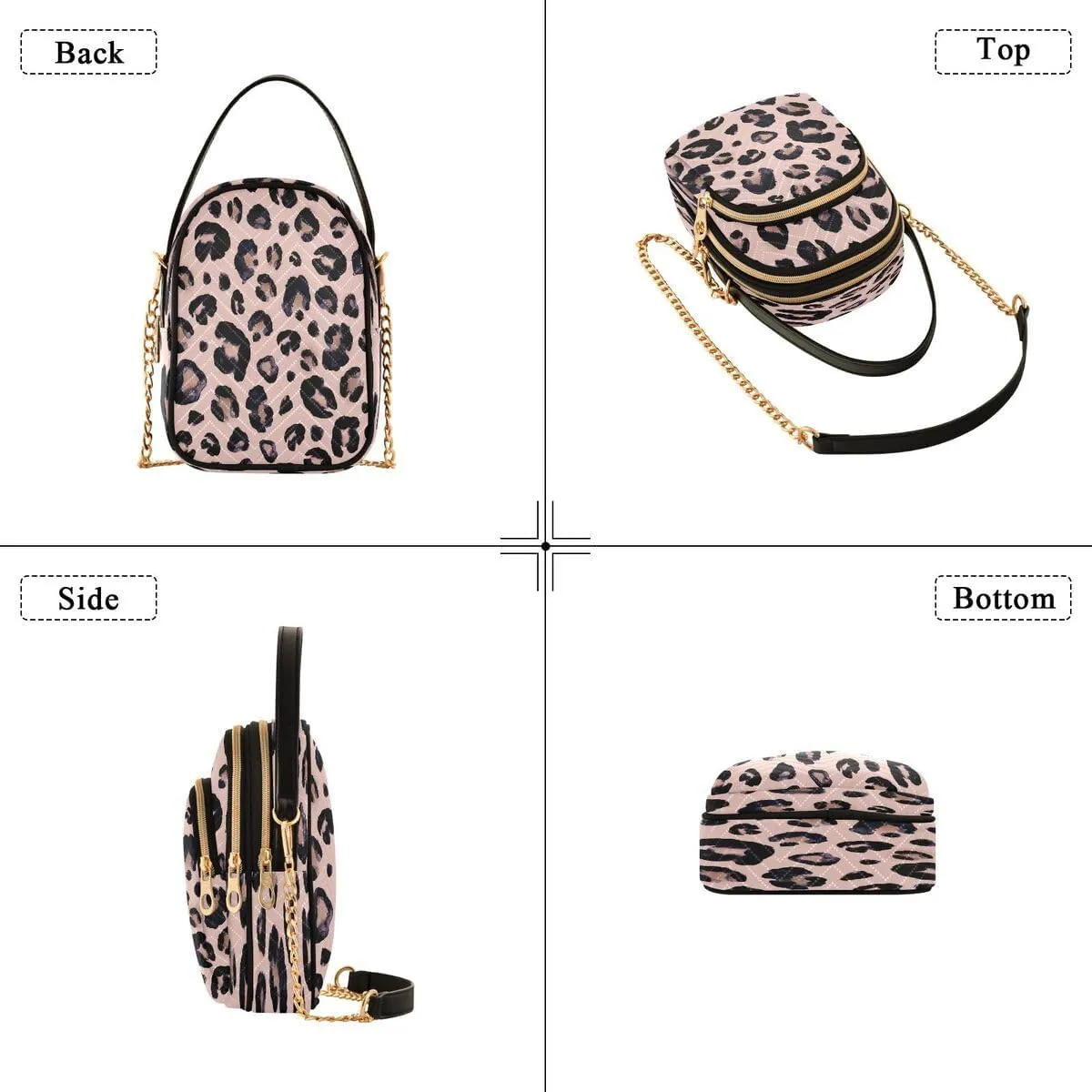 ALAZA Leopard Print Crossbody Bag Small Shoulder Handbags Leather Purse for Women