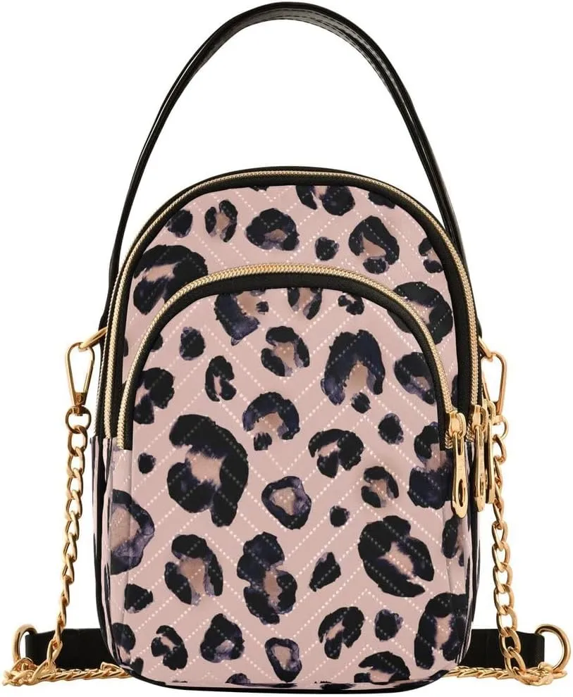 ALAZA Leopard Print Crossbody Bag Small Shoulder Handbags Leather Purse for Women