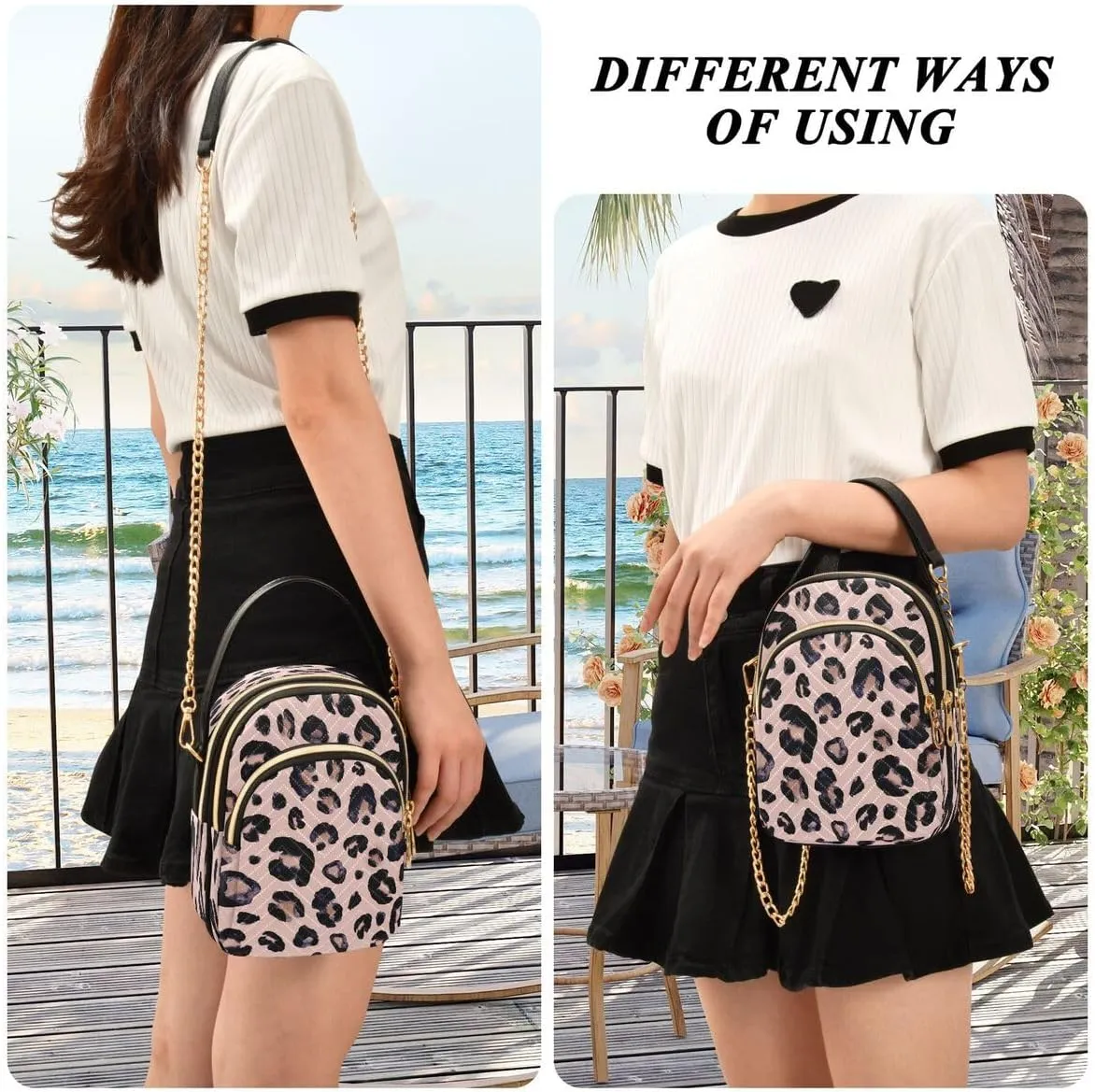 ALAZA Leopard Print Crossbody Bag Small Shoulder Handbags Leather Purse for Women