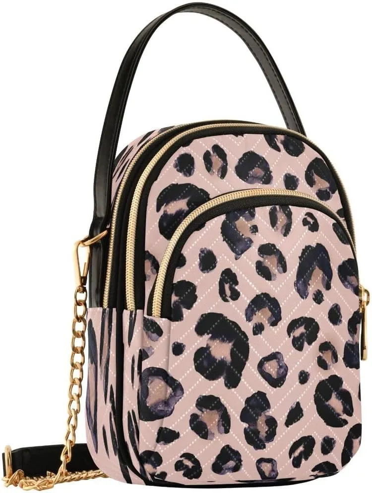 ALAZA Leopard Print Crossbody Bag Small Shoulder Handbags Leather Purse for Women