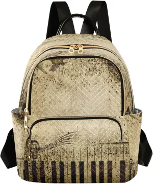 ALAZA Vintage Music Note Piano Women Backpack Purse Ladies Fashion Shoulder Bag Daypack Travel Bag 7.5L
