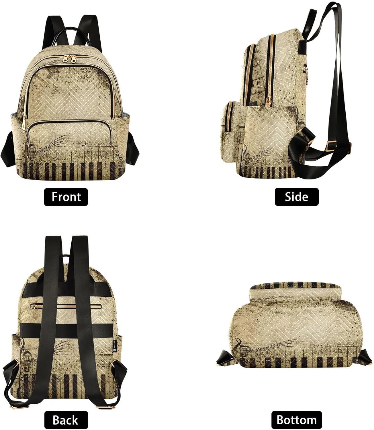 ALAZA Vintage Music Note Piano Women Backpack Purse Ladies Fashion Shoulder Bag Daypack Travel Bag 7.5L