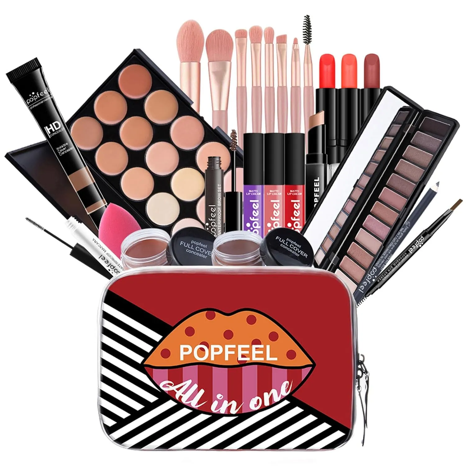 All-in-One Makeup Kit Gift Set, Makeup Kit for Women Full Kit, Makeup Gift Set Include Eyeshadow Palette Lipstick Concealer Blush Mascara Foundation Face Powder, Great Gift Choice(24 PCS)