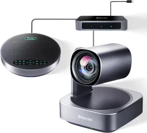 All-in-One PTZ 4K Conference Room Camera System with Bluetooth Speakerphone 12X Optical Zoom HDMI Wide View Angle Lens Works with Zoom Webex for Large Meeting Room