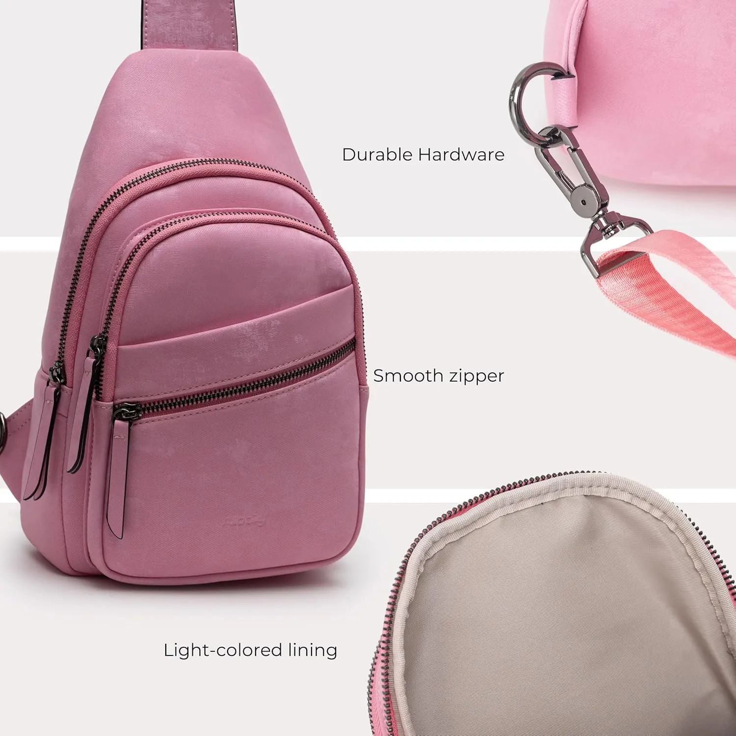Alldaily Large Sling Bag for Women Crossbody Purse Leather Fashionable Trendy Chest Bag for Travel, Fanny Pack (Sleek Pink)