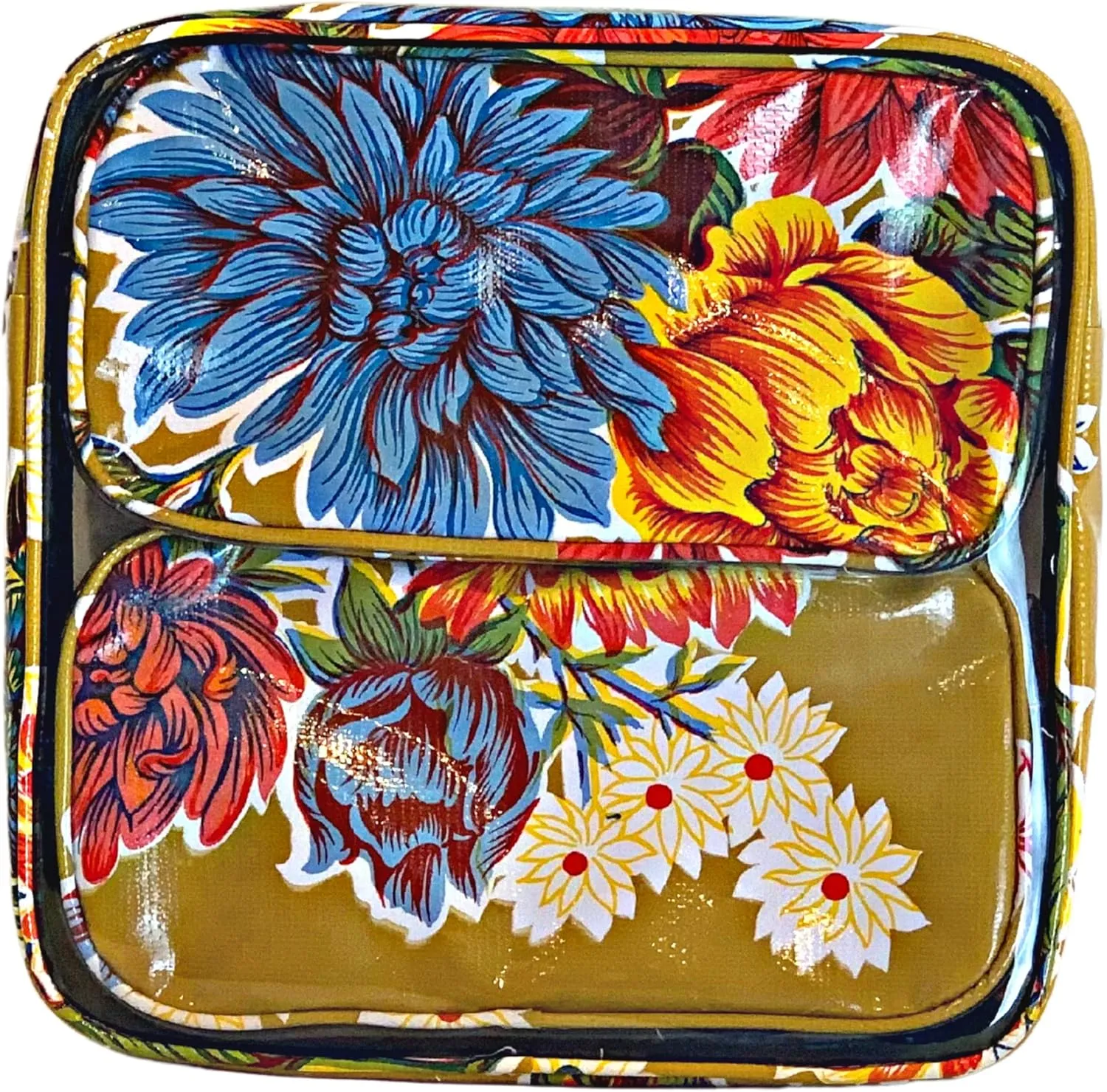 Alux 3-Pc Travel Makeup Bags for Women; Multi-Color, Chic and Stylish Travel Toiletry Bag Set; Large and Medium Makeup Bags for Vanity and Luggage and Small Makeup Bag for Purse - Chrysanthemums Gold