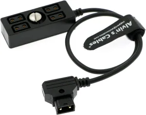 Alvin's Cables D-tap Splitter Cable Dtap Male to 4 Port D Tap Female Splitter Hub Power Cable for ARRI RED Teradek SmallHD SmallRig V-Mount|Gold-Mount Battery 40cm/15.7in