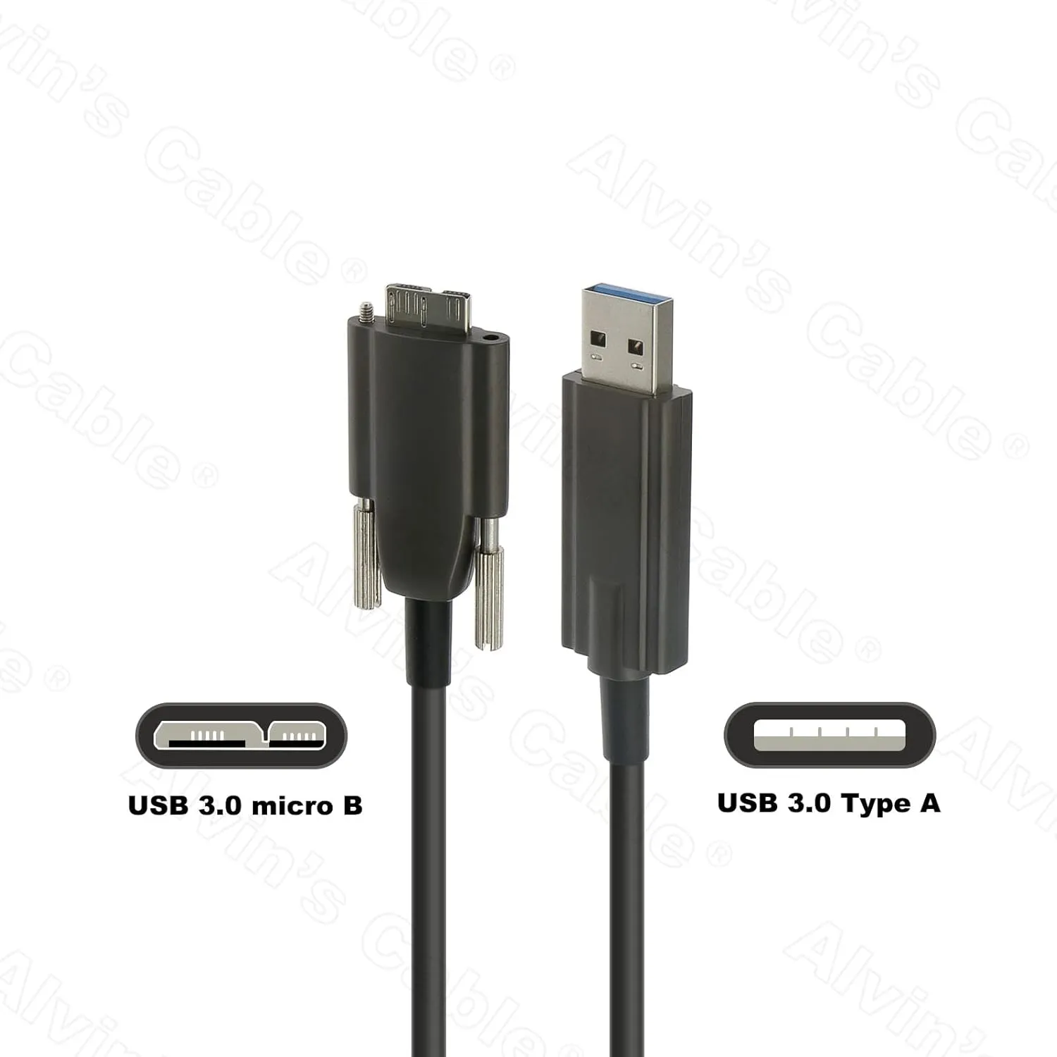Alvin's Cables USB 3.0 to Micro-B Fiber-Optics Data-Cable for Basler ACE Camera Micro-B Locking-Screws to Type-A Shielded-Cable for Industrial Camera 10M|32.8ft