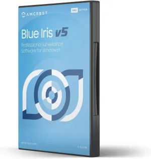 Amcrest Blue Iris Professional Version 5 - Supports Many IP Camera Brands Including Amcrest, Zone Motion Detection, H.265 Compression Recording, E-Mail and SMS Text Messaging Alerts!(BLUEIRISCD-V5)