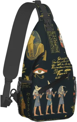 Ancient Egyptian Pyramids Vintage Cultural Symbols Men'S Crossbody Bag Travel Hiking Shoulder Backpack Chest Bag