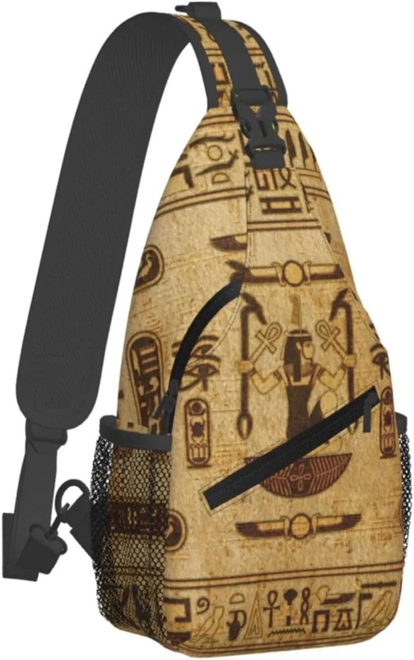 Ancient Egyptian Pyramids Vintage Cultural Symbols Men'S Crossbody Bag Travel Hiking Shoulder Backpack Chest Bag