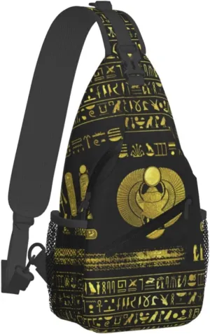 Ancient Egyptian Pyramids Vintage Cultural Symbols Men'S Crossbody Bag Travel Hiking Shoulder Backpack Chest Bag