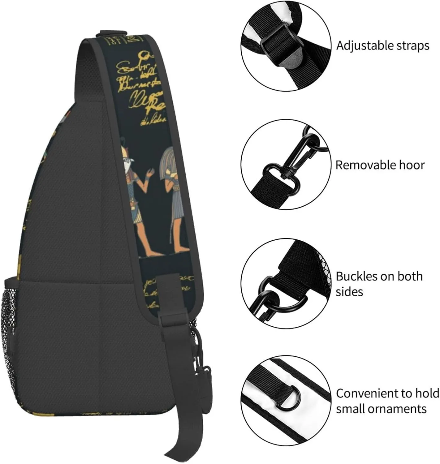 Ancient Egyptian Pyramids Vintage Cultural Symbols Men'S Crossbody Bag Travel Hiking Shoulder Backpack Chest Bag