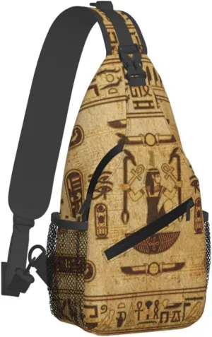 Ancient Egyptian Pyramids Vintage Cultural Symbols Men'S Crossbody Bag Travel Hiking Shoulder Backpack Chest Bag