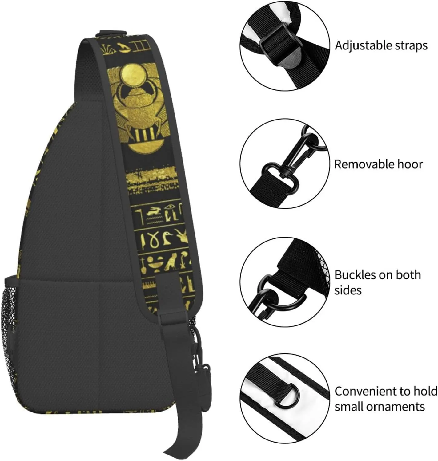 Ancient Egyptian Pyramids Vintage Cultural Symbols Men'S Crossbody Bag Travel Hiking Shoulder Backpack Chest Bag