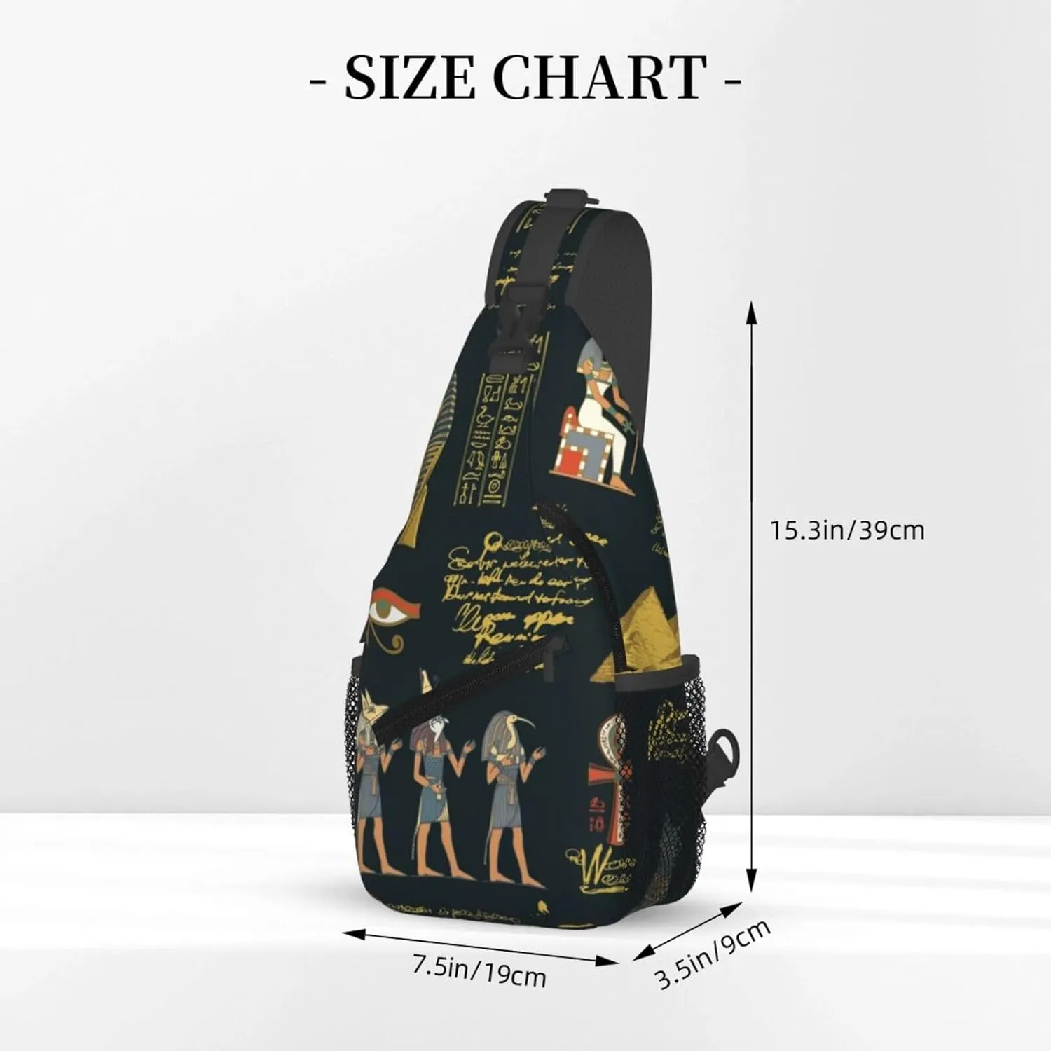 Ancient Egyptian Pyramids Vintage Cultural Symbols Men'S Crossbody Bag Travel Hiking Shoulder Backpack Chest Bag