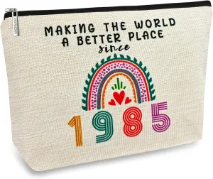 ancpeany 40th Birthday Gifts for Women, Her, 40th Birthday Decorations Makeup Bags, 1985 Anniversary 40 Year Old Gift Ideas for Mom, Wife, Sister, Best Friends, Mothers Day Small Cosmetic Travel Bag