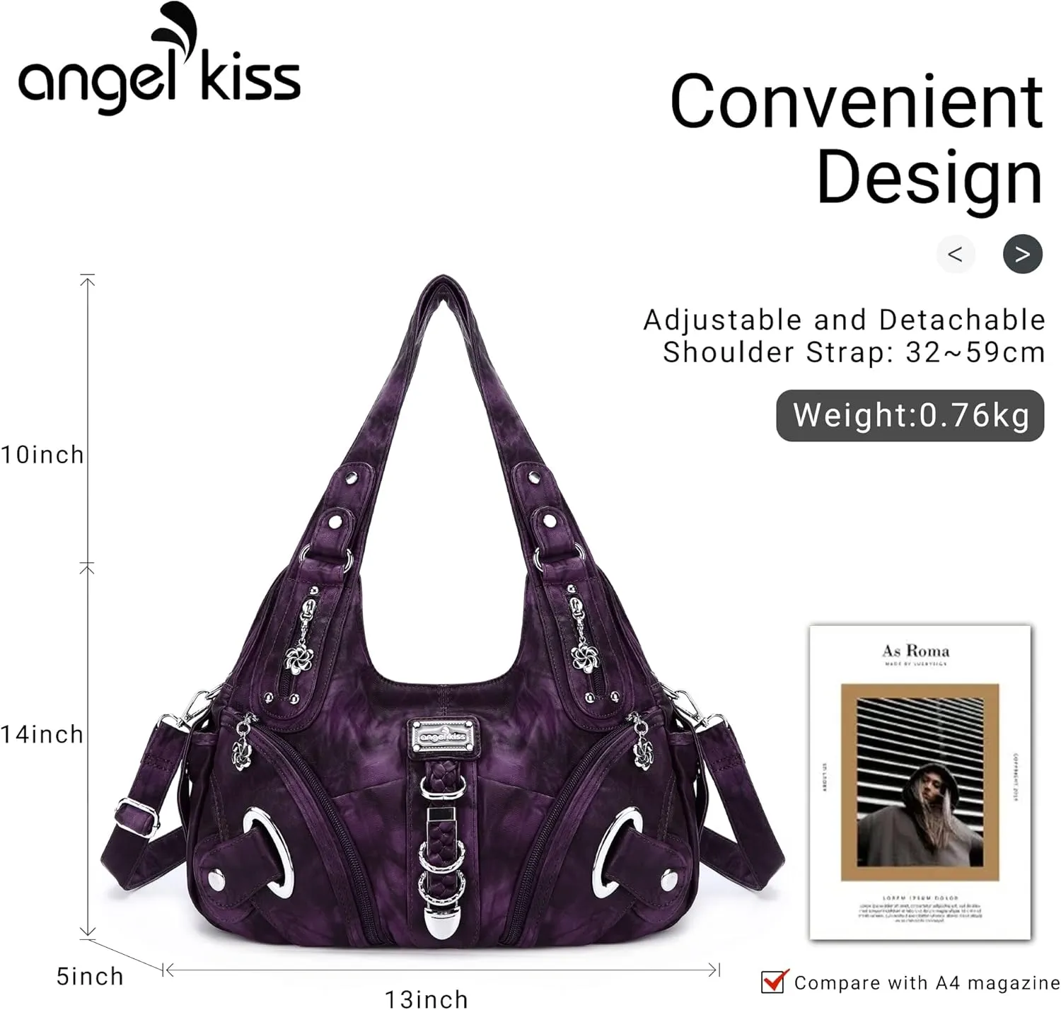 Angelkiss Hobo Purses and handbags for Women Satchel Handbag Women Purses Large Daily Shoulder Bags