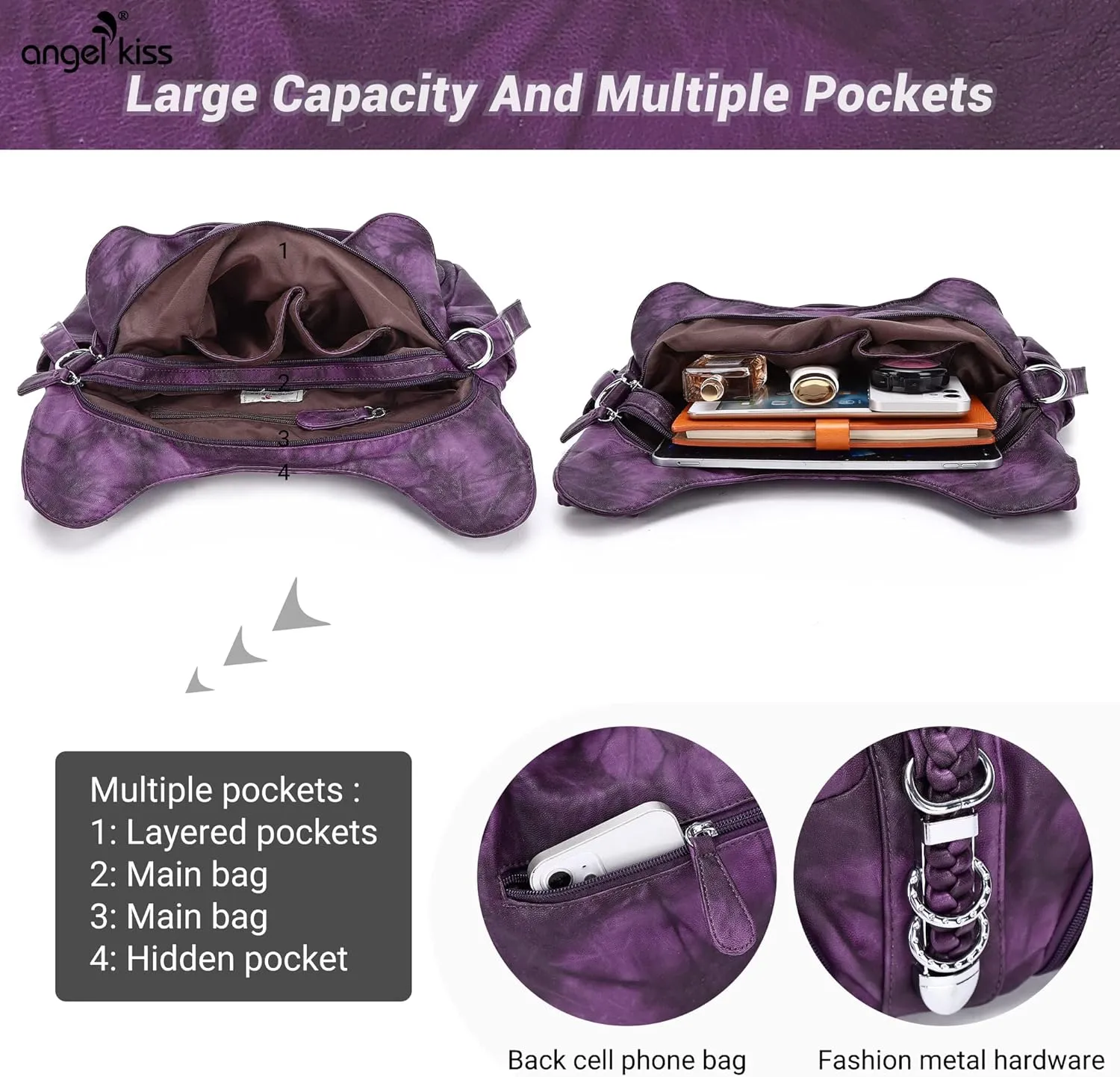 Angelkiss Hobo Purses and handbags for Women Satchel Handbag Women Purses Large Daily Shoulder Bags