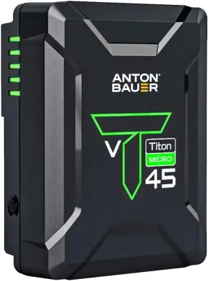 Anton Bauer Titon Micro 45 V-Mount, 45Wh 14.4V Battery, Professional Camera Rig for Batteries, Camera Accessory, Camera Mount, Lithium Battery Pack, Battery Replacement, Quick Release Battery
