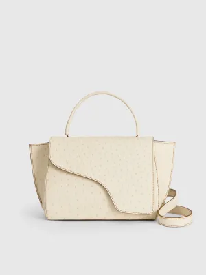 Arezzo Linen Printed Ostrich Handbag