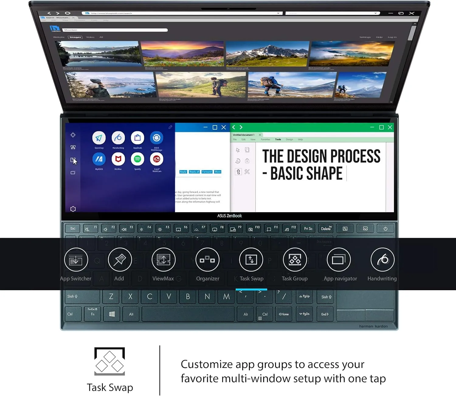 ASUS ZenBook Duo UX481 14” FHD NanoEdge Bezel Touch, Intel Core i7-10510U, 8GB RAM, 512GB PCIe SSD, Innovative ScreenPad Plus, Windows 10 Home, UX481FA-DB71T, Celestial Blue