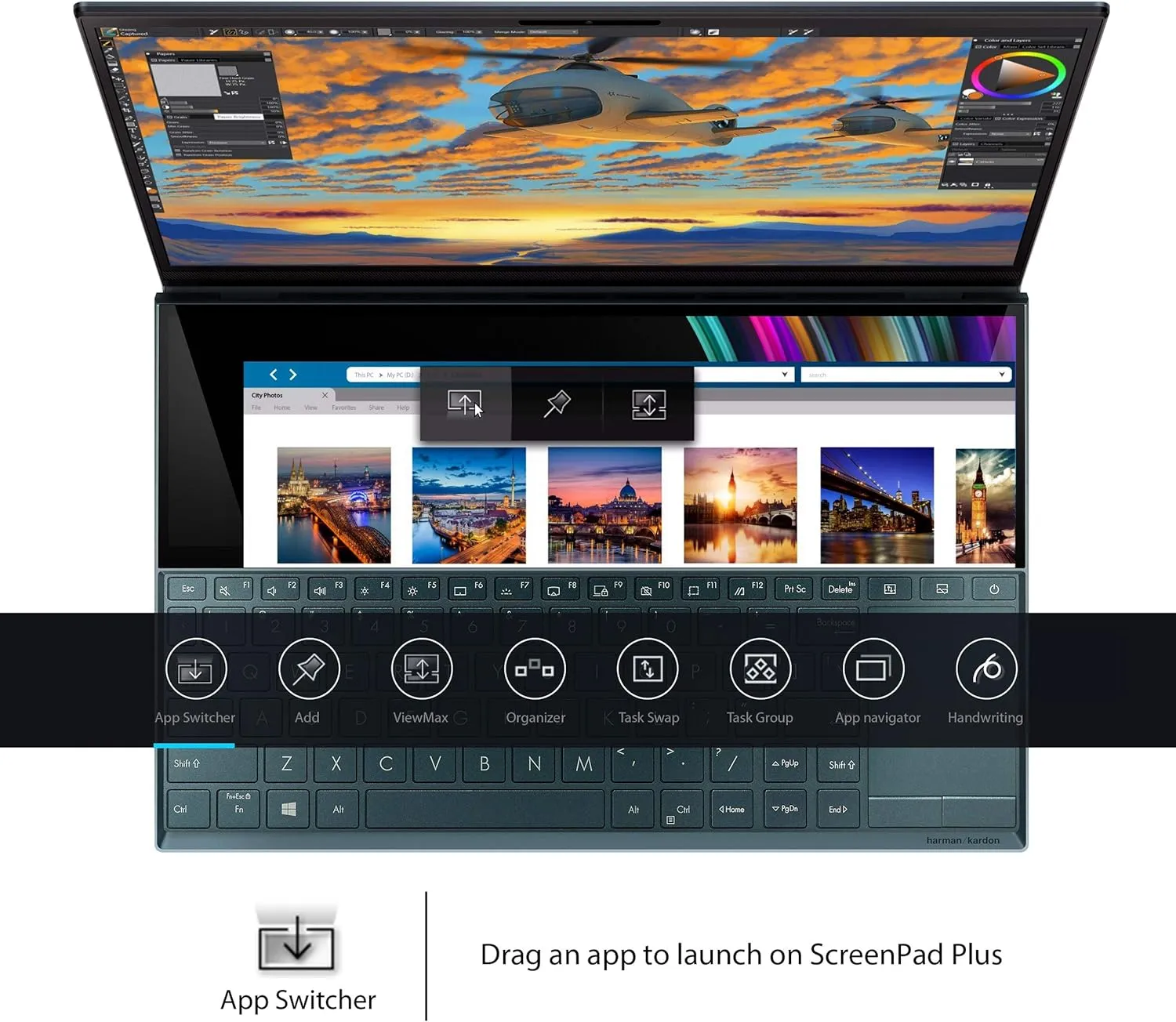 ASUS ZenBook Duo UX481 14” FHD NanoEdge Bezel Touch, Intel Core i7-10510U, 8GB RAM, 512GB PCIe SSD, Innovative ScreenPad Plus, Windows 10 Home, UX481FA-DB71T, Celestial Blue
