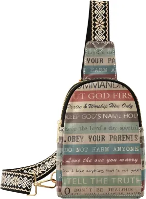 Augenstern Women Crossbody Sling Backpack Ten-commandments-put-god Girl Chest Bag Daypack for Hiking Traveling