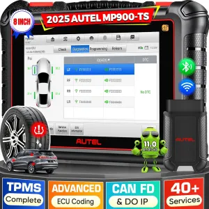 Autel MaxiPRO MP900TS Scanner, 2025 8IN MP900-TS Upgrade of MP900BT/ MS906TS/ MK900TS, DoIP CANFD, Full TPMS as MS906 Pro-TS, Advanced ECU Coding, 40  Services, 3K  Bidirectional Tool, Auto Scan 2.0