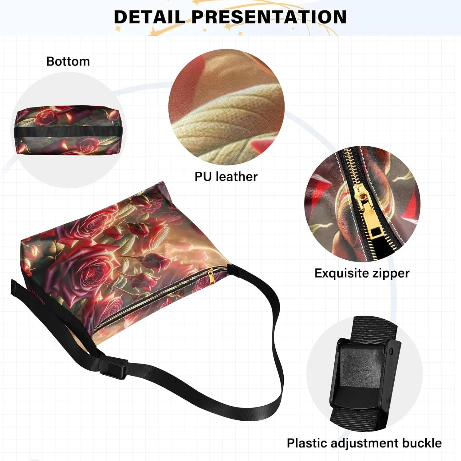 Autumn Apple Trees Large Leather Crossbody Bag, Fashion Crossbody Bag, Man Leather Bag