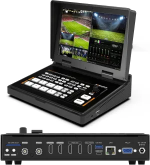 AVMATRIX 10.1" FHD Screen Multi Camera Mixer Switcher, 4 SDI/HDMI Inputs, 6 Audio, USB/SD-Card Record, LAN & USB Out for Professional Studio/Tel-Medical/Tel-Conference/Tel-Education livestream