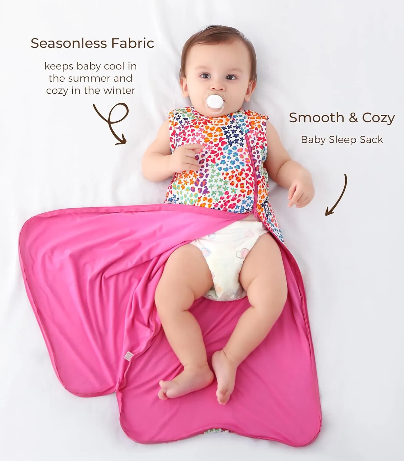 Baby Sleep Sack Soft Wearable Blanket 2-Way Zipper Sleeping Bag for Girls Boys 0-3T, Viscose Made from Bamboo