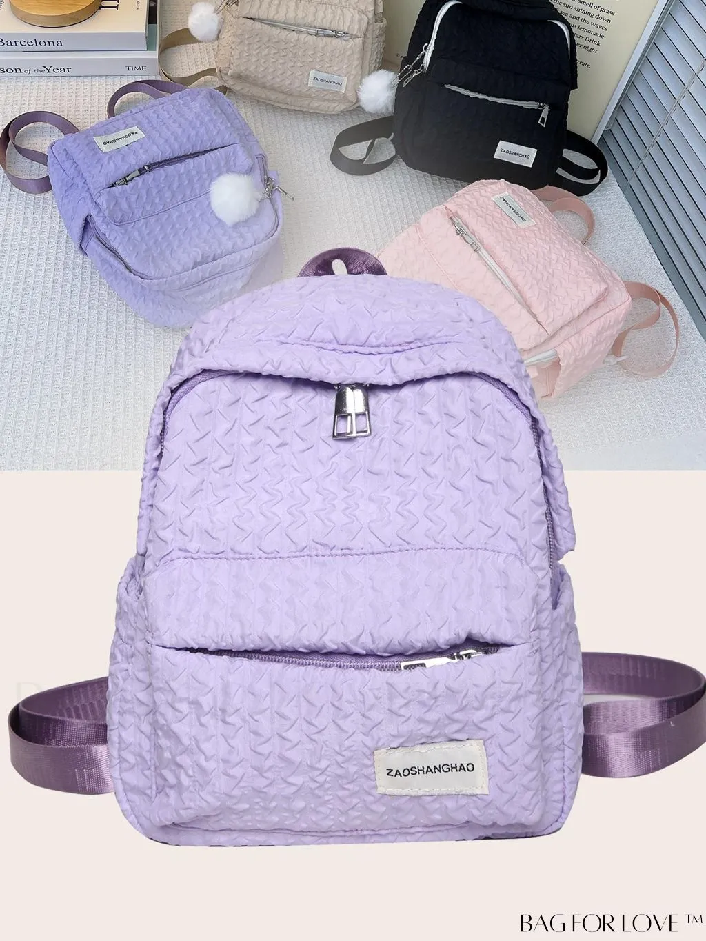 BagForLove - Chic Ladies Backpack with Fold Design and Letter Patchwork