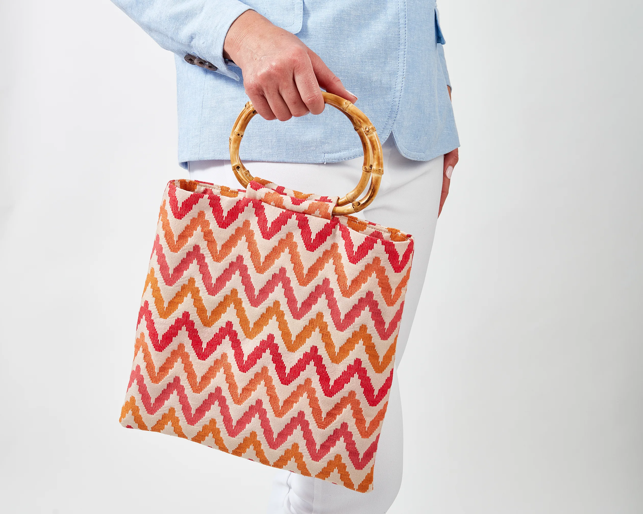 Bamboo Handle Chevron Purse