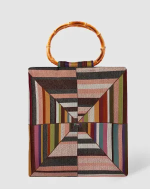 Bamboo Handle Geometric Purse