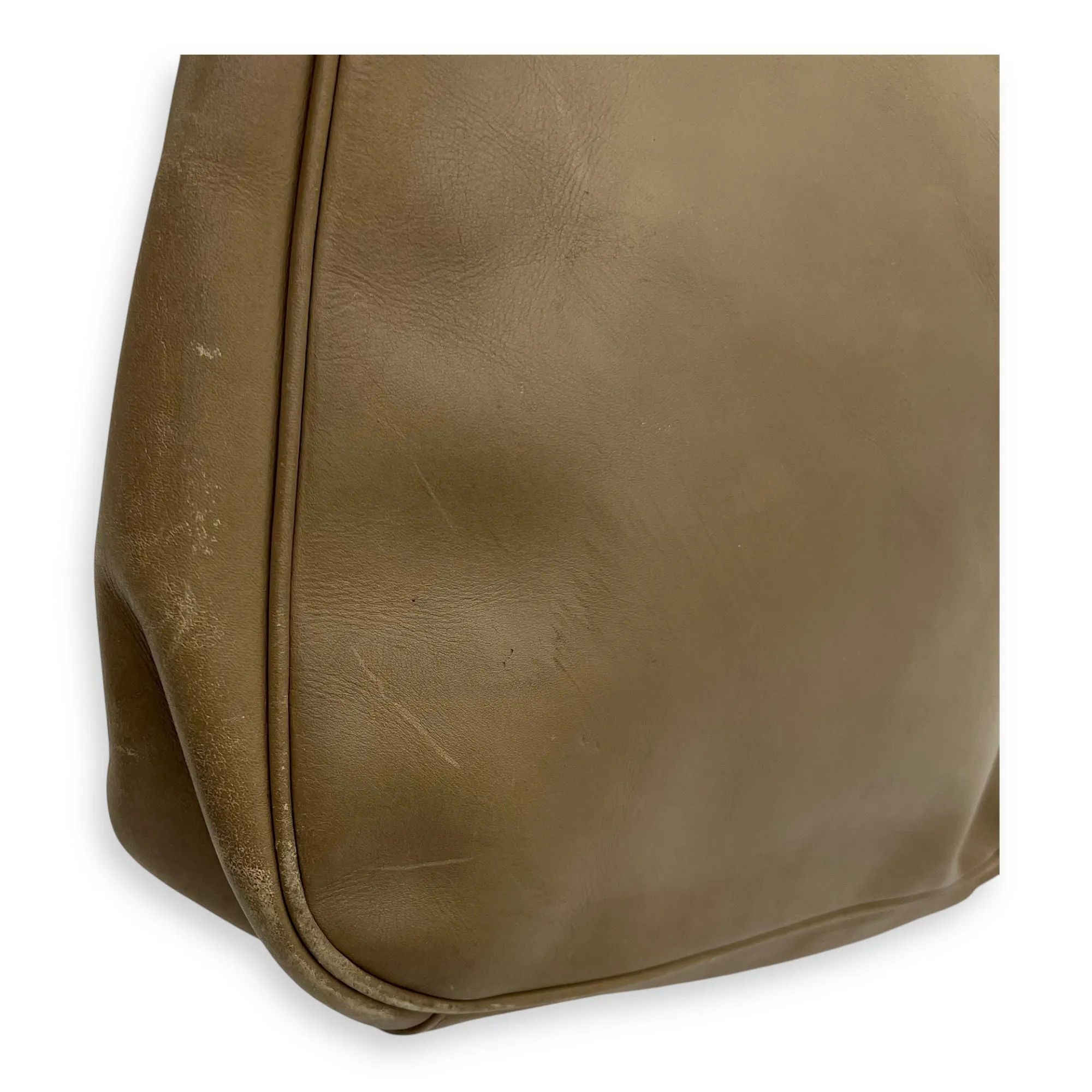 Bamboo Top Handle Bag Beige in Calfskin, Silver hardware