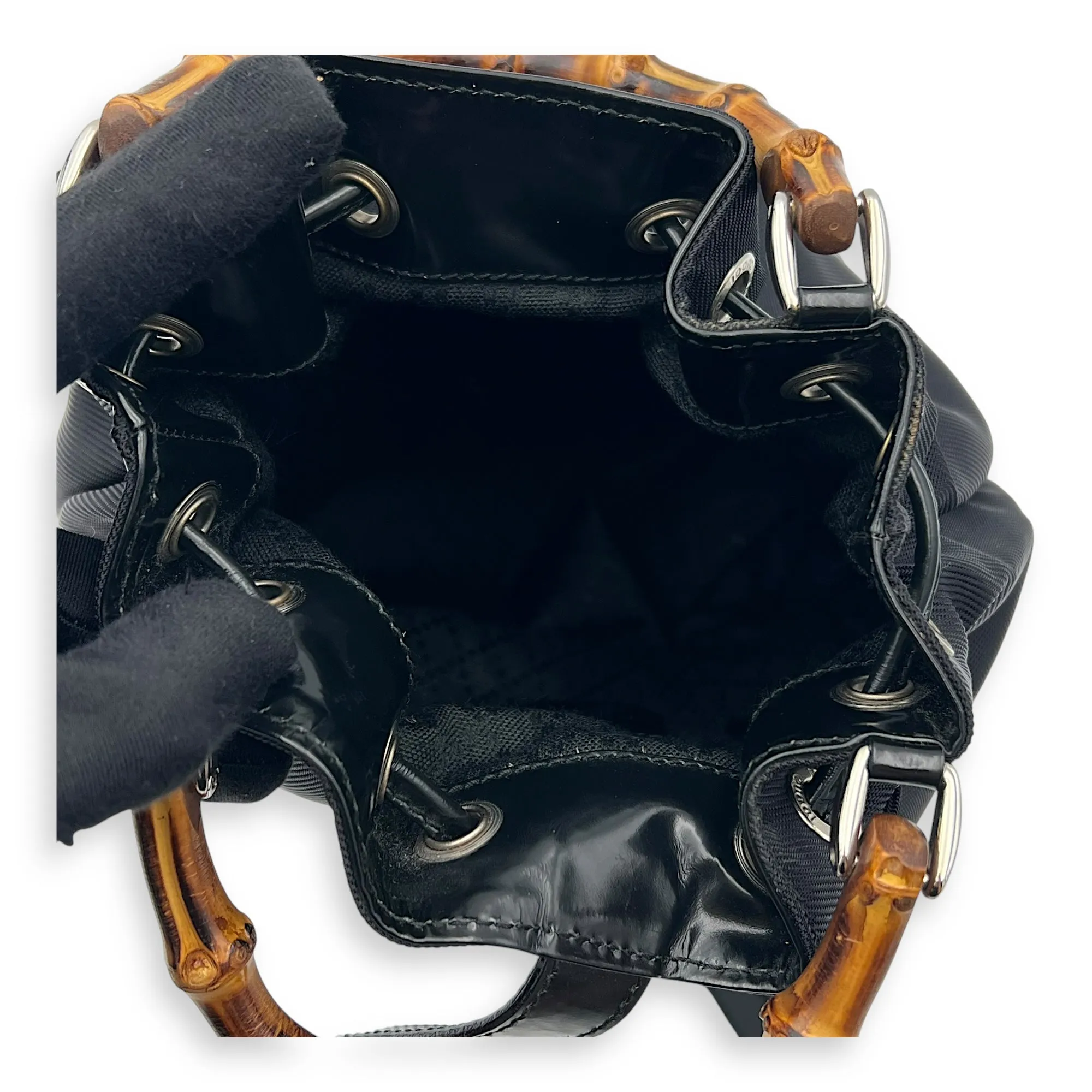 Bamboo Top Handle Bag Black in Calfskin, Gold hardware
