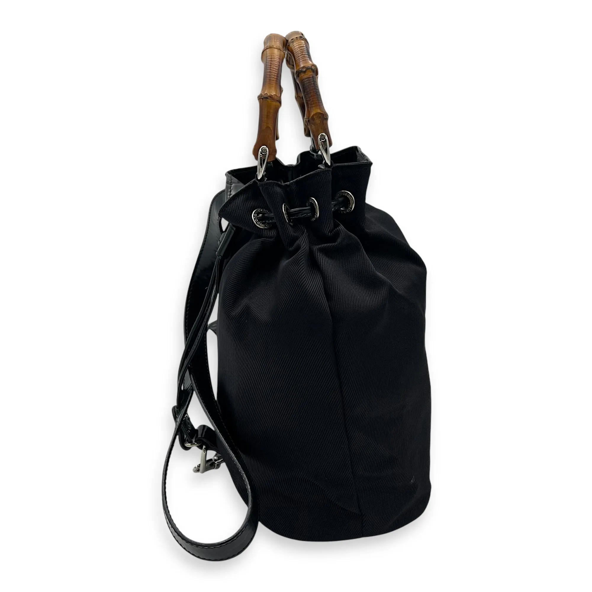 Bamboo Top Handle Bag Black in Calfskin, Gold hardware