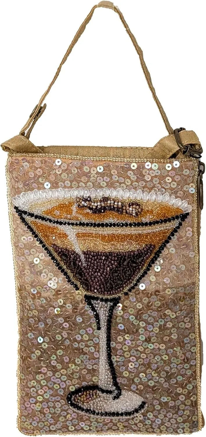 Bamboo Trading Company Cocktails Anyone Club Bag Beaded Phone Crossbody