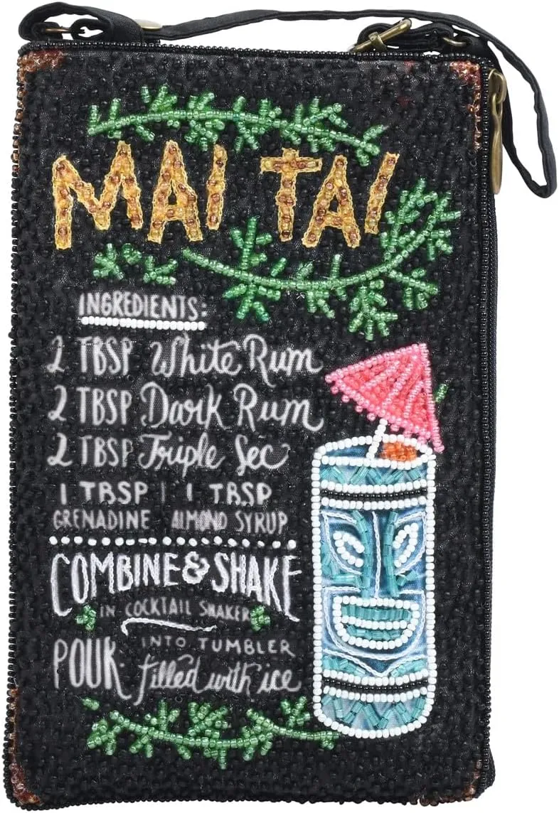 Bamboo Trading Company Cocktails Anyone Club Bag Beaded Phone Crossbody
