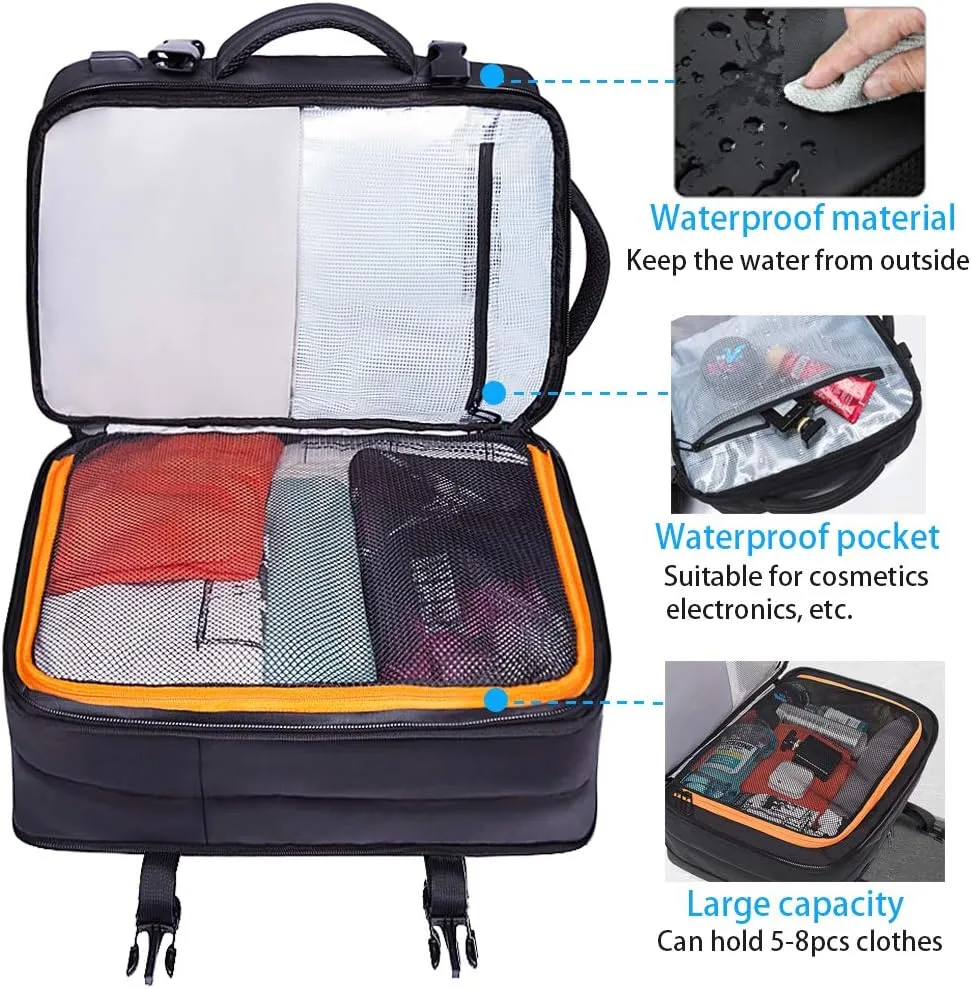 BANGE 35L Travel Backpacks,Weekender Expandable Carry-On Backpack for Airplanes, Waterproof 17.3 inch Laptop Backpack for Men and Women