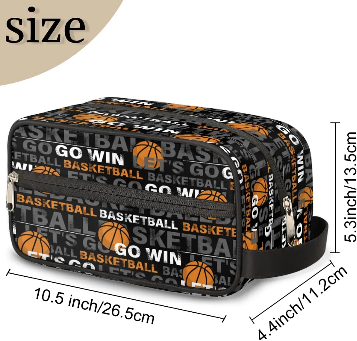 Bardic Travel Toiletry Bag for Boys, Waterproof Hanging Dopp Kit for Men, Shaving Bag with Large Capacity for Travel,Sports Shower (Basketball Sport)