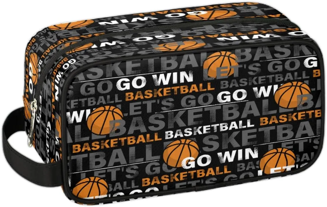 Bardic Travel Toiletry Bag for Boys, Waterproof Hanging Dopp Kit for Men, Shaving Bag with Large Capacity for Travel,Sports Shower (Basketball Sport)