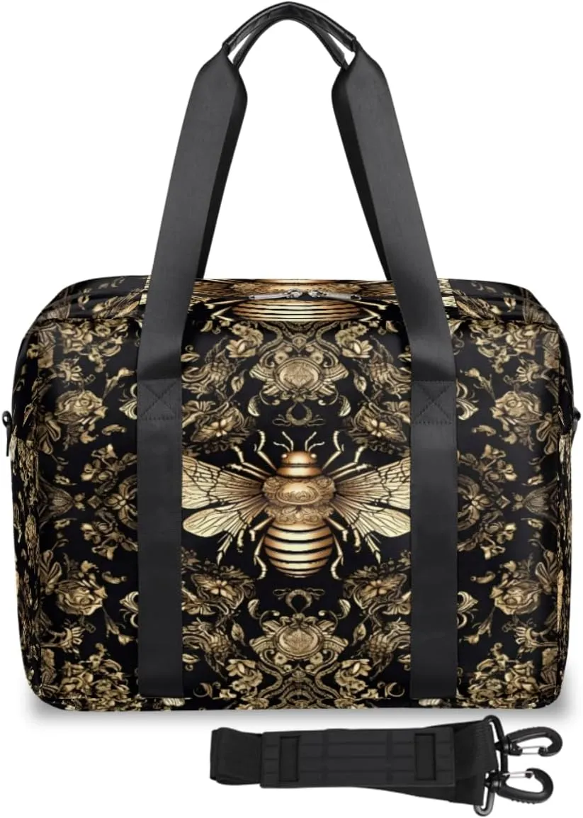 Baroque Style Honey Bee Weekender Travel Bag Travel Shoulder Bag Honeybee Sports Handbag Shoulder Suitcase Unisex
