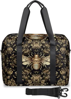 Baroque Style Honey Bee Weekender Travel Bag Travel Shoulder Bag Honeybee Sports Handbag Shoulder Suitcase Unisex