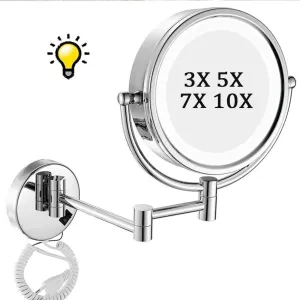 Bathroom Mirrors with Lights 7X Magnification,Double- Sided Makeup Mirrors Magnifying Shaving Mirrors for Home, spa and Hotel(3X)