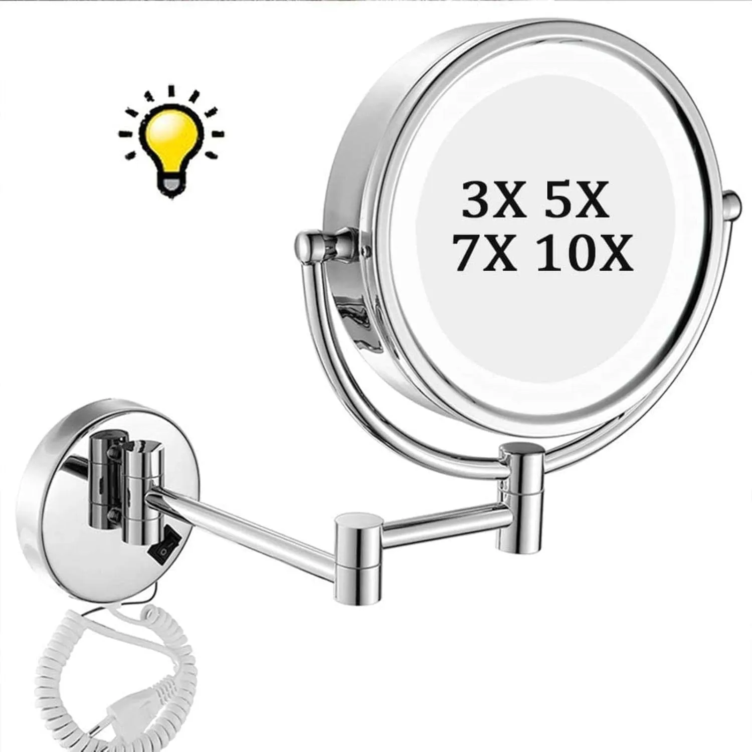 Bathroom Mirrors with Lights 7X Magnification,Double- Sided Makeup Mirrors Magnifying Shaving Mirrors for Home, spa and Hotel(3X)