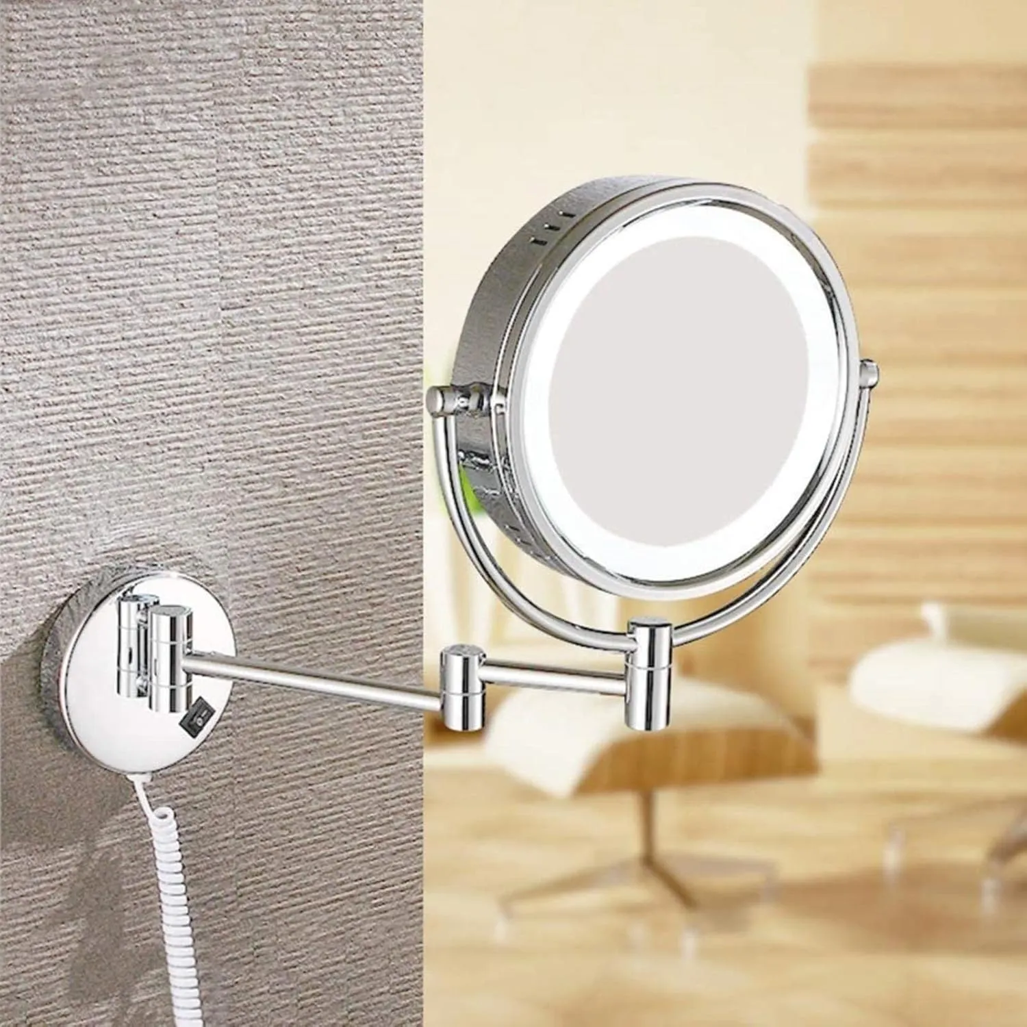 Bathroom Mirrors with Lights 7X Magnification,Double- Sided Makeup Mirrors Magnifying Shaving Mirrors for Home, spa and Hotel(3X)