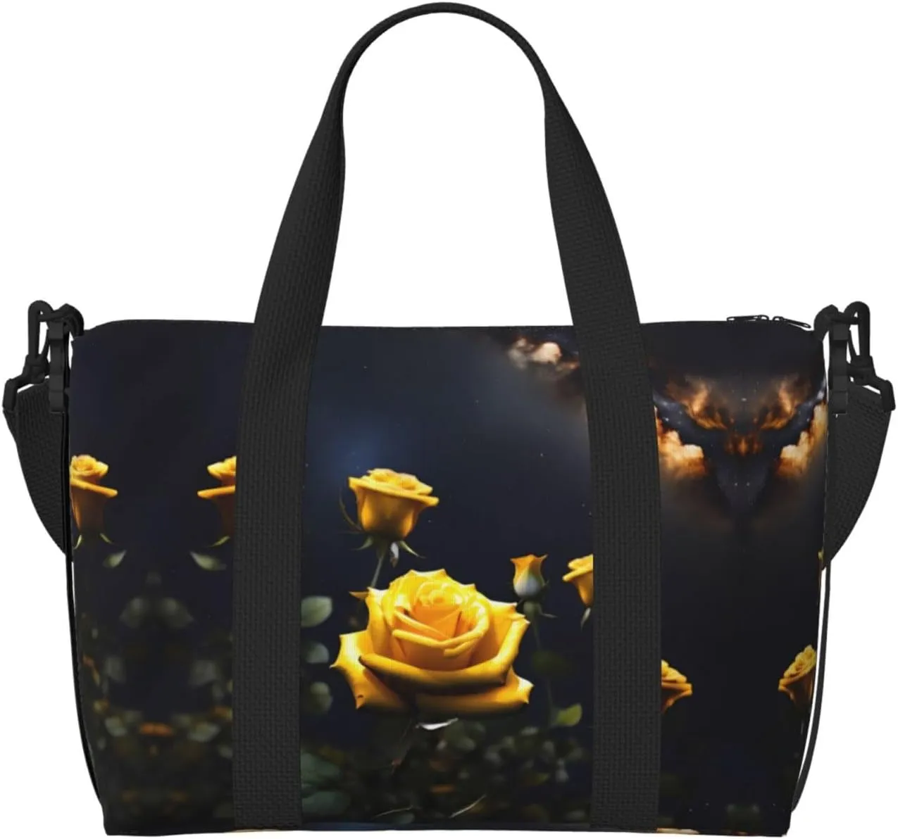 Beautiful yellow roses Crossbody handbag, travel casual handbag, suitable for work, travel, fitness, tourism, women's zipper storage bag,