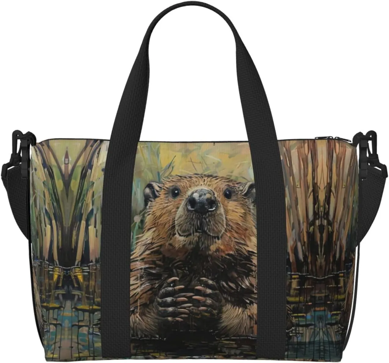 Beaver Print Fashionable Handbag Crossbody Bag,Perfect For Travel,Weekend Getaways And Daily Use